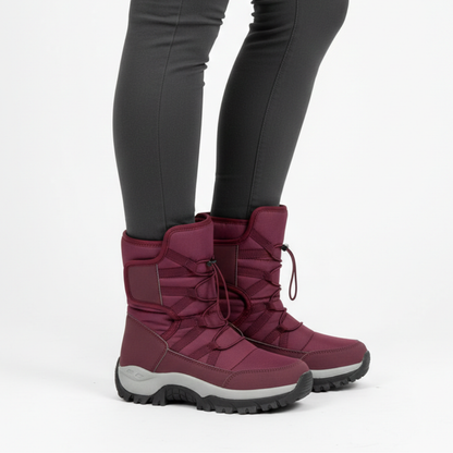 Women's Insulated Waterproof Winter Boots with Hook-and-Loop Closure for Snow & Ice
