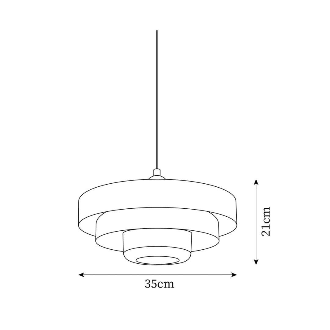 Hanging Iron Ceiling Fixture 14 Inch Layered Shade Height-Adjustable for Kitchen Dining Room Bedroom Modern Retro Downlight E27 Socket