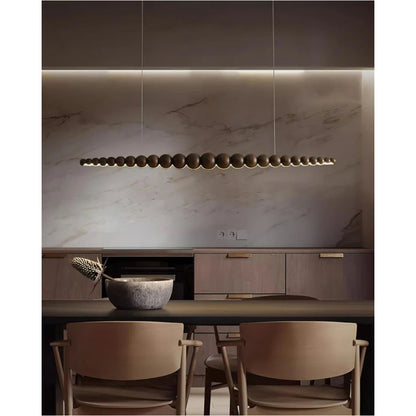 Linear LED Ceiling Fixture Wood & Metal 3000K Over Island Kitchen Dining Room Adjustable Height Suspended Bar Light Modern Minimalist Scandi