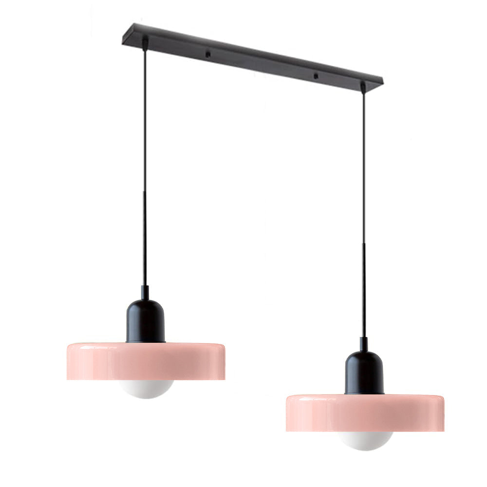 Dual-Shade Glass Hanging Light Fixture G9 Socket 14 Inch Ceiling Mount for Kitchen Island Dining Table Living Room Modern Overhead Lighting