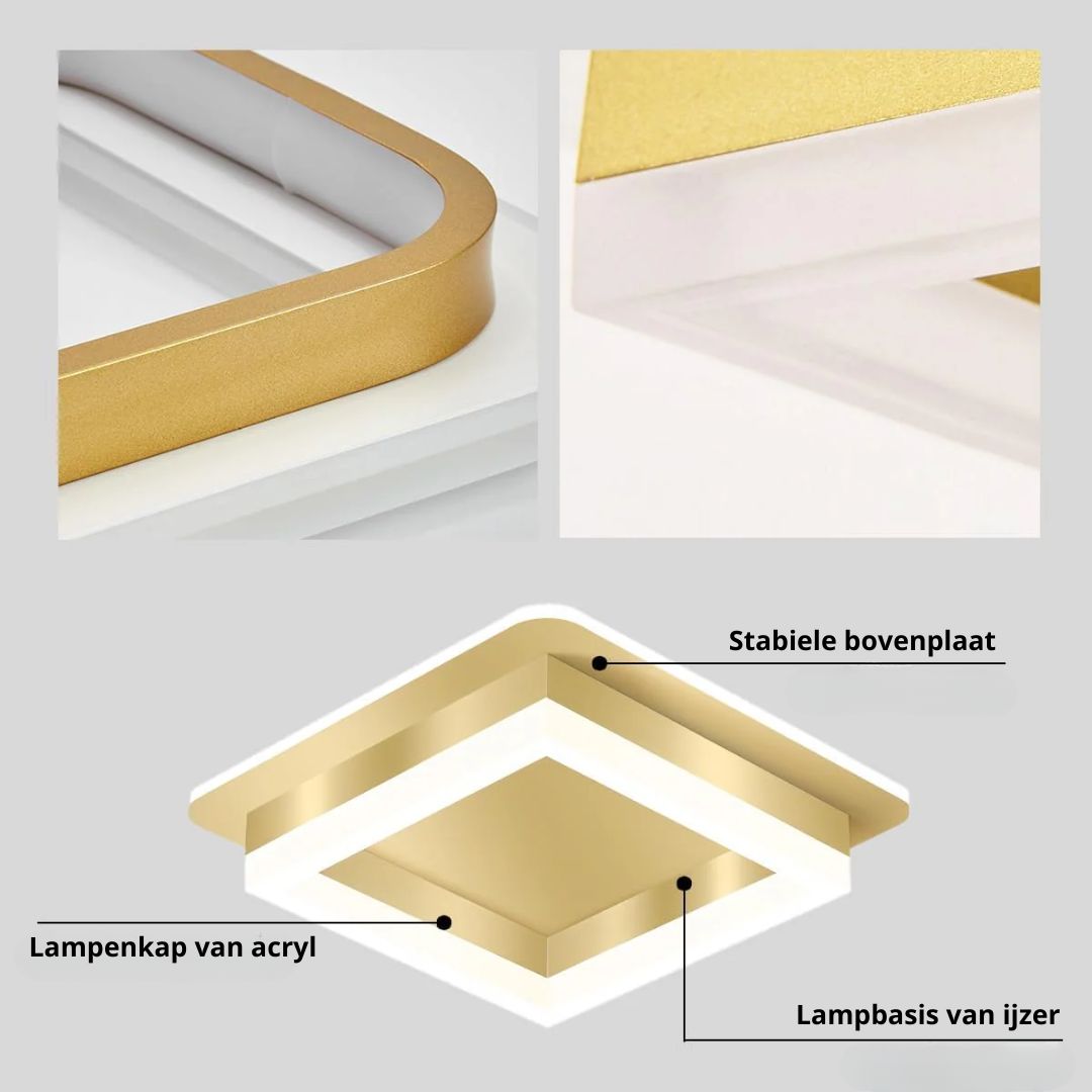 Square Flush Mount LED Ceiling Light 1920 Lumens for Bedroom Hallway Living Room Modern Geometric Low Profile Black White Layered Design Con