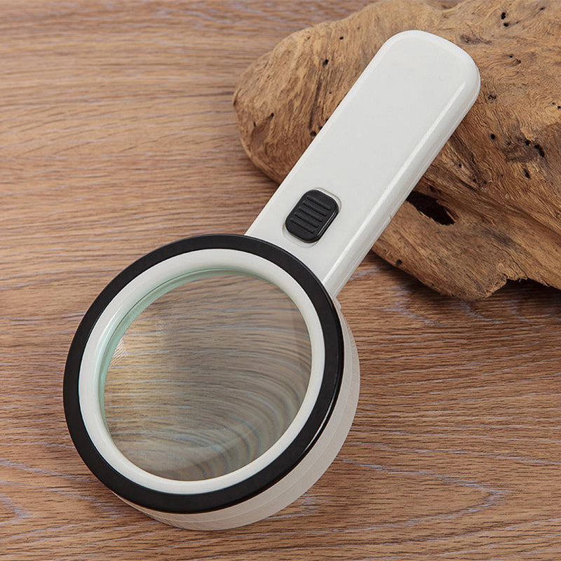 Illuminated Desktop Magnifier with 30X Magnification and 12 LED Lights for Reading Small Print, Labels, Books, Maps, Coins, Jewelry, Hobbies