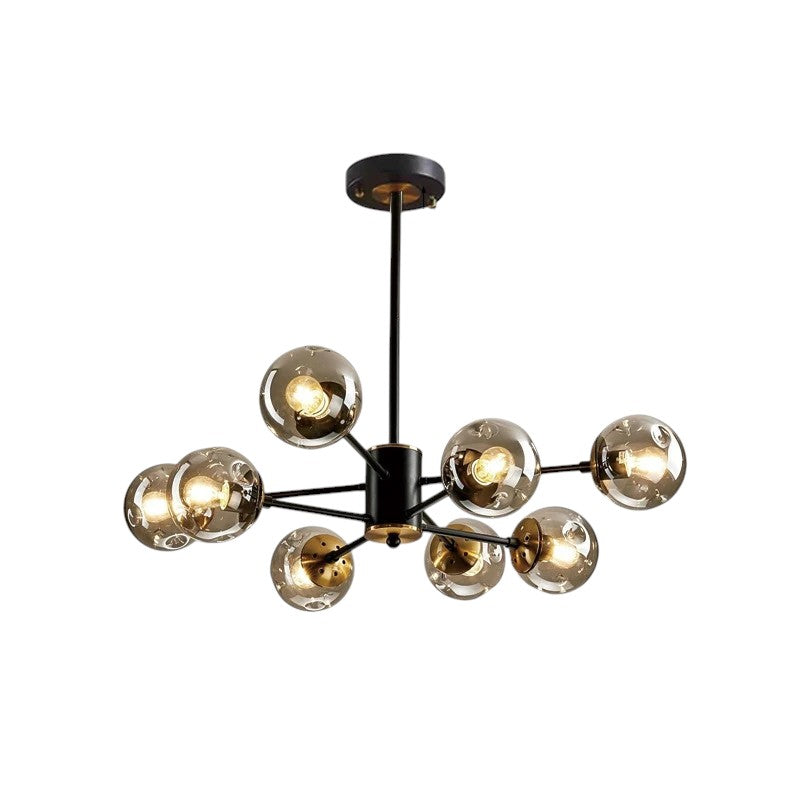 Multi-Globe Iron & Glass Ceiling Fixture – Sculptural Overhead Lighting for Dining Tables & Open Layouts – E26 Bulb Compatible – Modern Mini