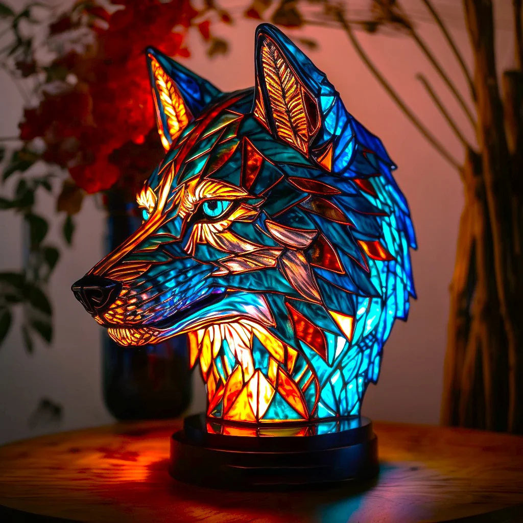 Stained Glass Animal Table Lamp with Color-Changing LED Light – Handcrafted Metal & Glass Accent for Bedroom, Living Room & Nursery Decor