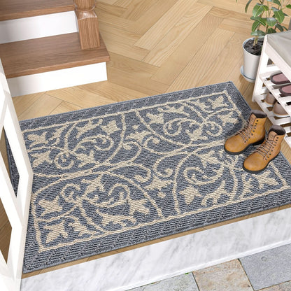 Entryway Mat with Non-Slip Rubber Backing – Low Profile Door Mat for Indoor Use – Traps Dirt & Moisture – Machine Washable