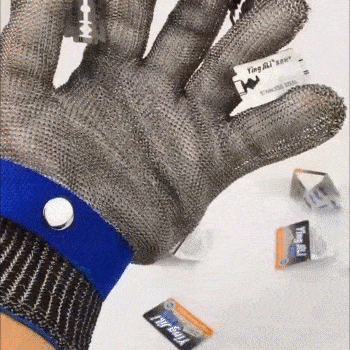 Food Safe Cut-Resistant Glove Made of Stainless Steel Mesh