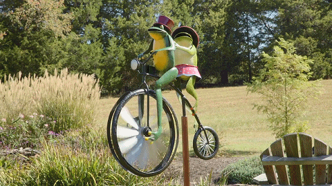 Whimsical Garden Decor | Animal Bicycle Windmill with Spinning Wheel | Unique Metal Art for Outdoor Spaces