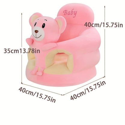 Infant Support Chair with Plush Animal Design for Early Sitting Practice, Soft Padded Nursery Seat for Baby Balance Development, Portable Wa