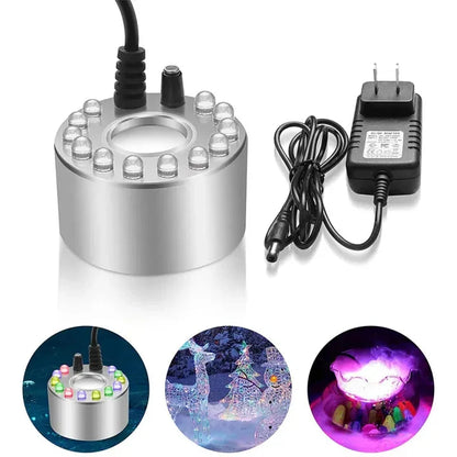 Ultrasonic Water Mist Maker with Auto Shut-Off Sensor for Fountains Ponds Aquariums Indoor Outdoor Humidifier LED Color Changing Lights Stai