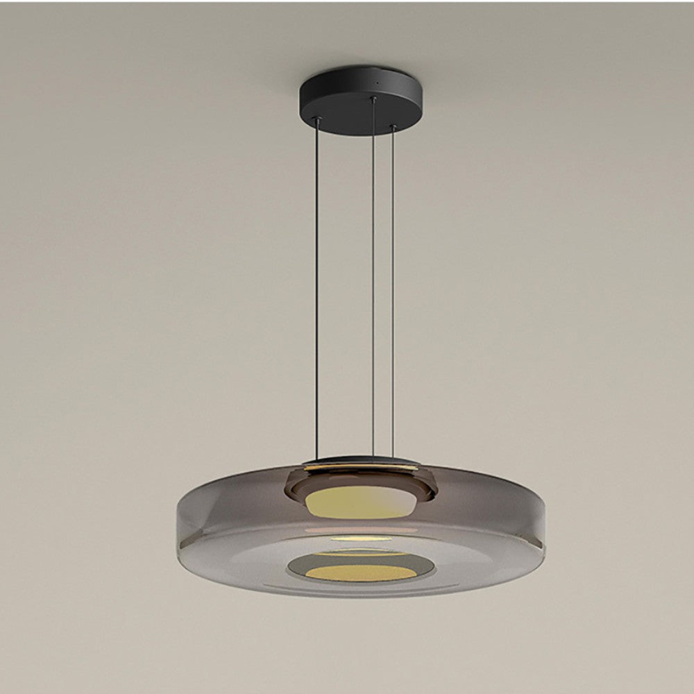Geometric Tiered Glass Overhead Fixture 12W LED Ambient Lighting Dining Kitchen Island Adjustable Suspension Cord Architectural Style