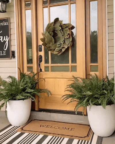 UV-Protected Synthetic Boston Fern Hanging Plant 28 Inches Wide Green Foliage for Porch Patio Indoor Outdoor Home Decor No Watering Needed