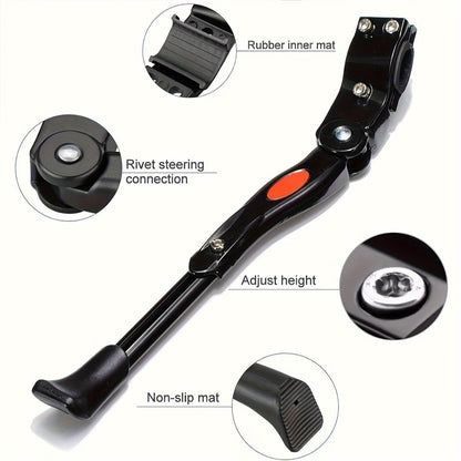 Adjustable Bike Kickstand 12.9-14.9 Inches Aluminum Side Stand for Road Hybrid Commuter E-Bikes Universal Fit Lightweight
