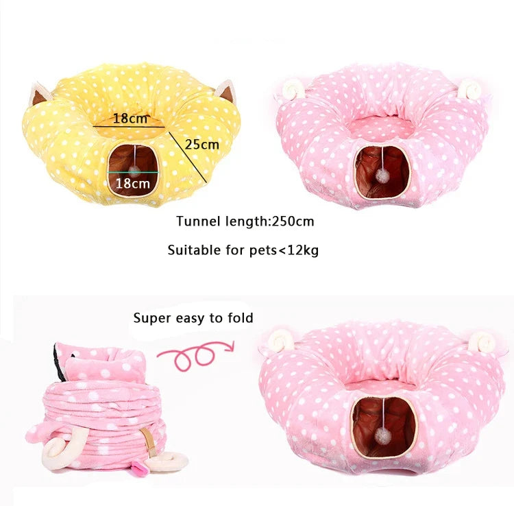 Cozy Cat Tunnel | Play Tunnel with Cute Dragon Design | Fun Sleeping Space for Indoor Cats