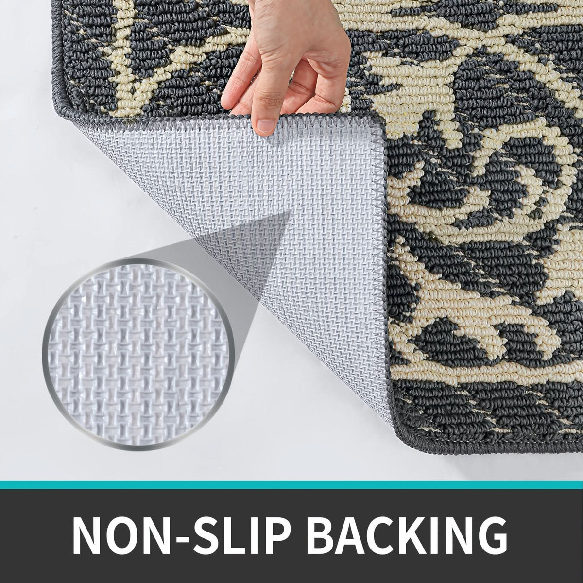Entryway Mat with Non-Slip Rubber Backing – Low Profile Door Mat for Indoor Use – Traps Dirt & Moisture – Machine Washable