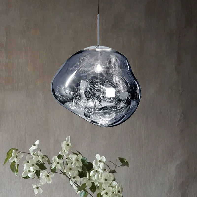 Organic Acrylic Pendant Light with Flowing Form for Dining Room & Bedroom – E27 LED Hardwire Ceiling Fixture