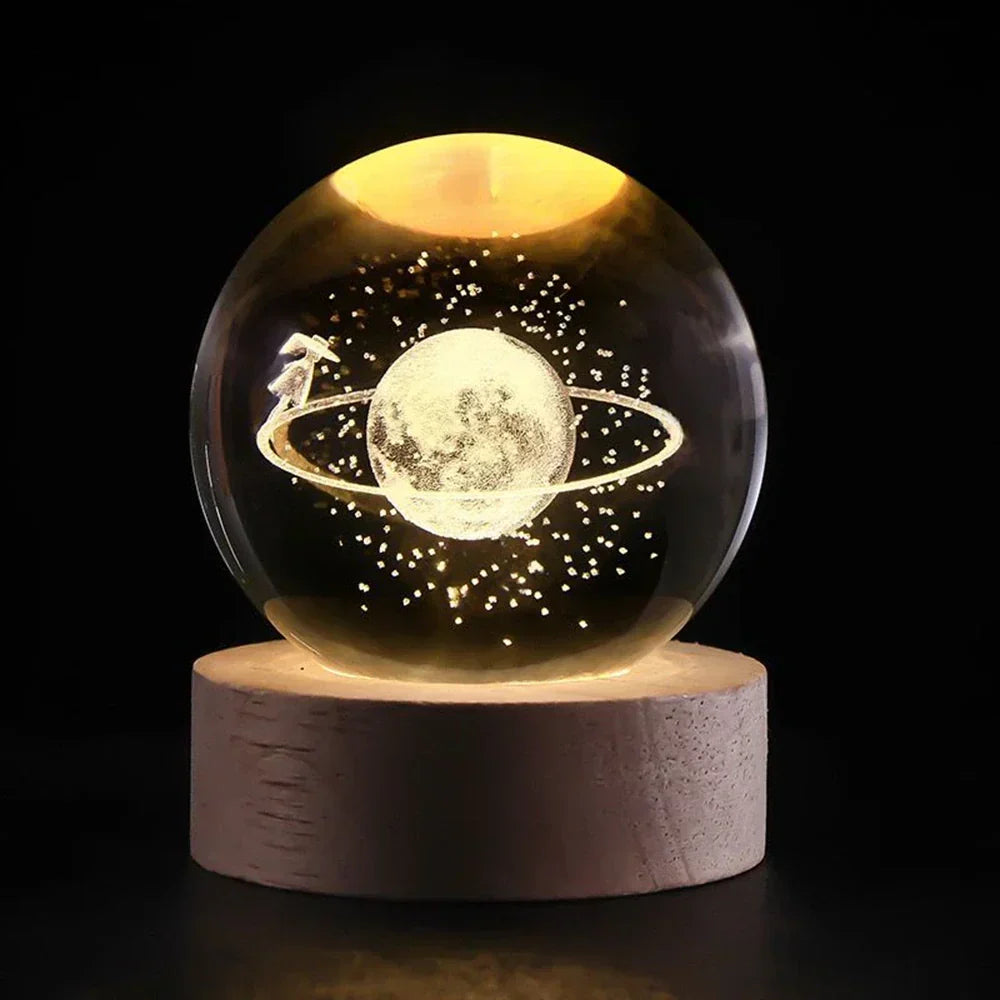 Cosmic Crystal Ball Night Light with LED Color Display | 25 Space Designs | USB Powered Galaxy Sphere Lamp for Bedroom, Living Room & Gift