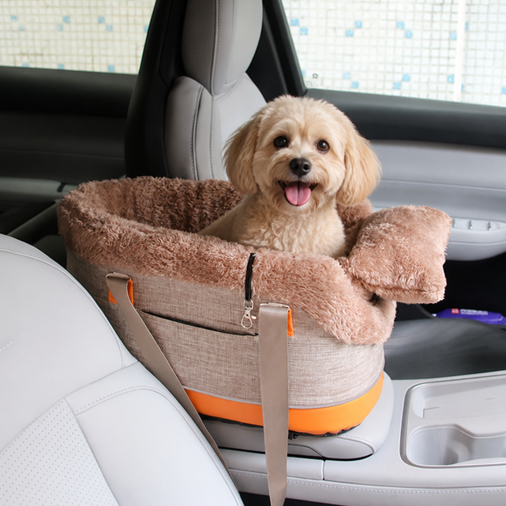 Ortekor Polyester Armrest Nest & Organizer Pet Car Seat (Center Console Fit)
