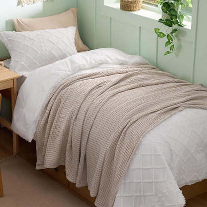Ortekor Cozy Comfort | %100 Cotton Blanket with Waffle Weave Design | Lightweight & Breathable for Year-Round Use
