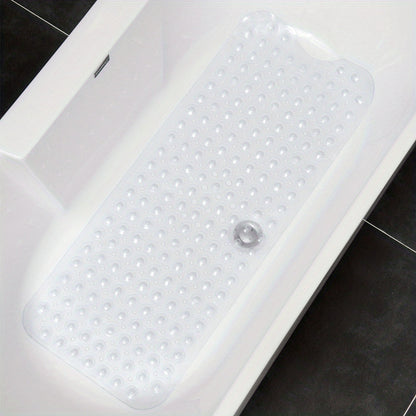 XL Non-Slip Shower and Tub Mat with Suction Cups – Drain Holes, Machine Washable, 40 x 16 in Bath Safety