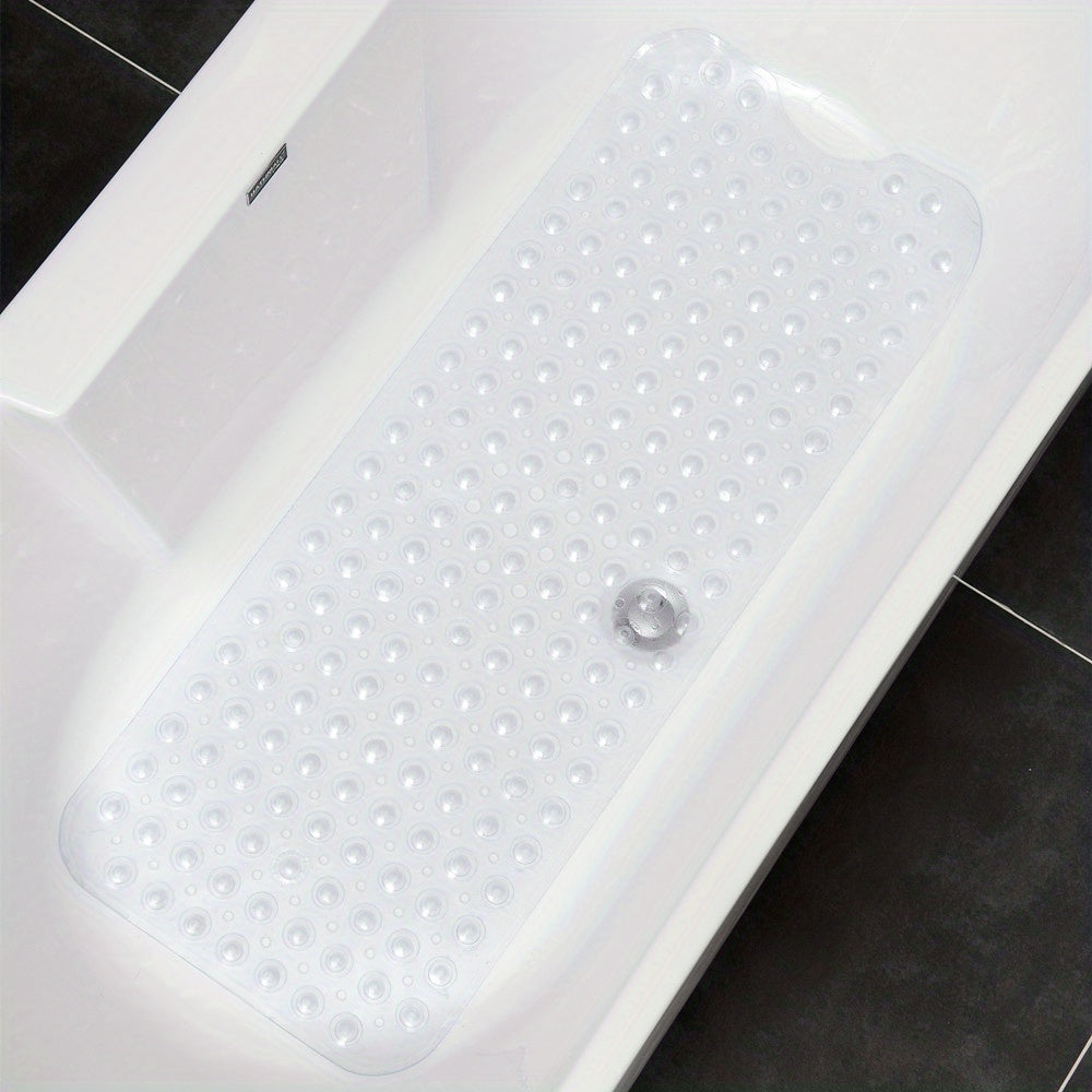XL Non-Slip Shower and Tub Mat with Suction Cups – Drain Holes, Machine Washable, 40 x 16 in Bath Safety