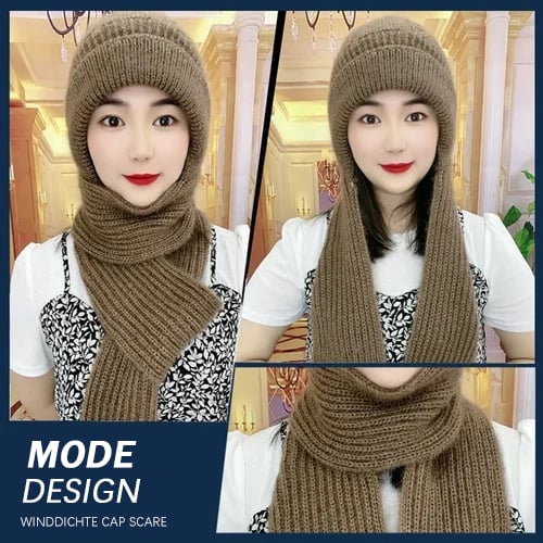Thermal Hooded Scarf with Built-In Face Mask and Ear Coverage for Winter Outdoor Activities