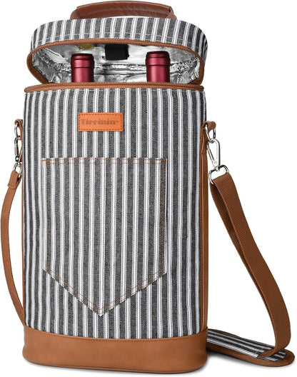 Insulated Wine Tote Carrier Bag with Padded Design | Leakproof Cooler for Travel and Parties