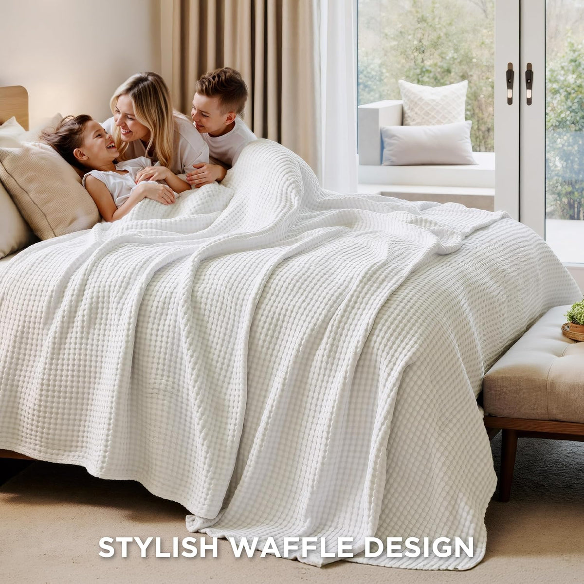 Cotton Throw Blanket Cooling, Bamboo Cooling Blanket for Hot Sleepers, Lightweight Queen Size Blanket for Summer