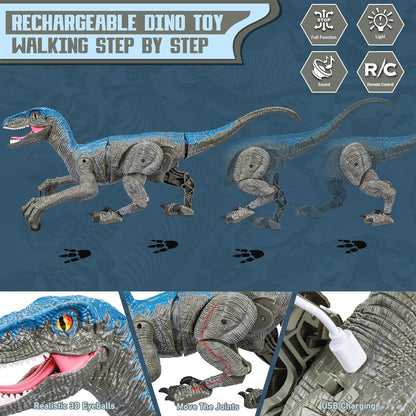 RC Prehistoric Predator Toy with Wireless Controller, 360° Spin, Sound Effects & LED Lights for Kids Ages 4+