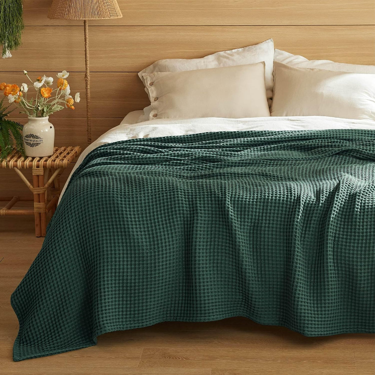 Ortekor Cozy Comfort | %100 Cotton Blanket with Waffle Weave Design | Lightweight & Breathable for Year-Round Use