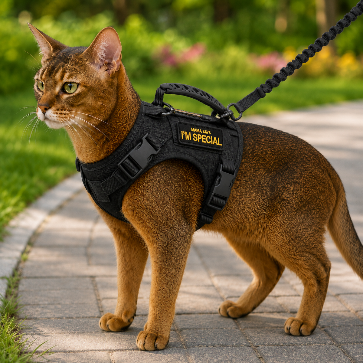 Ortekor Tactical Cat Harness with Leash for Outdoor Walks, Adjustable Escape-Resistant Vest for Cats