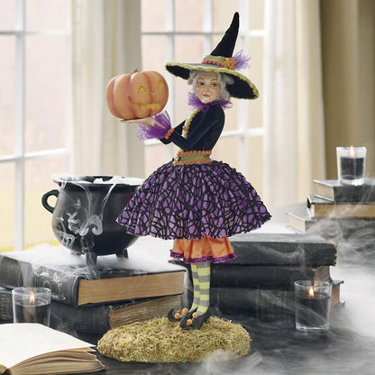 Handcrafted Resin Witch Figurine for Halloween Decor | Mystical Table Accent Sculpture | Gothic Home Centerpiece | Vintage Spooky