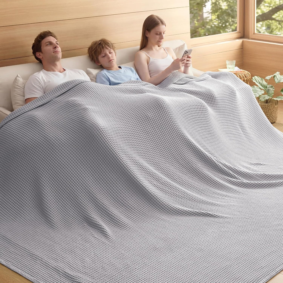 Ortekor Cozy Comfort | %100 Cotton Blanket with Waffle Weave Design | Lightweight & Breathable for Year-Round Use