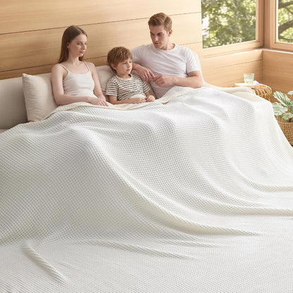 Ortekor Cozy Comfort | %100 Cotton Blanket with Waffle Weave Design | Lightweight & Breathable for Year-Round Use