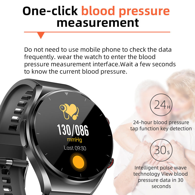 Health Monitoring Smartwatch with Glucose Tracker, Heart Rate, ECG, Blood Pressure & HRV Sensor for Daily Wellness & Fitness