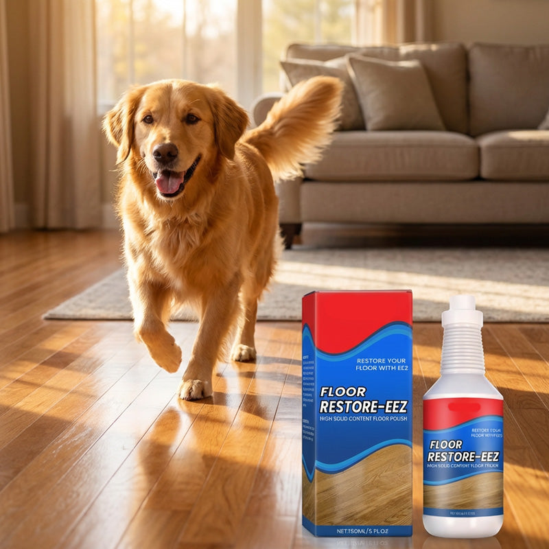 Floor Polish & Restorer Liquid – Revives Shine on Hardwood, Tile & Laminate – Hides Scratches & Renews Color for Living Rooms, Kitchens, Hal