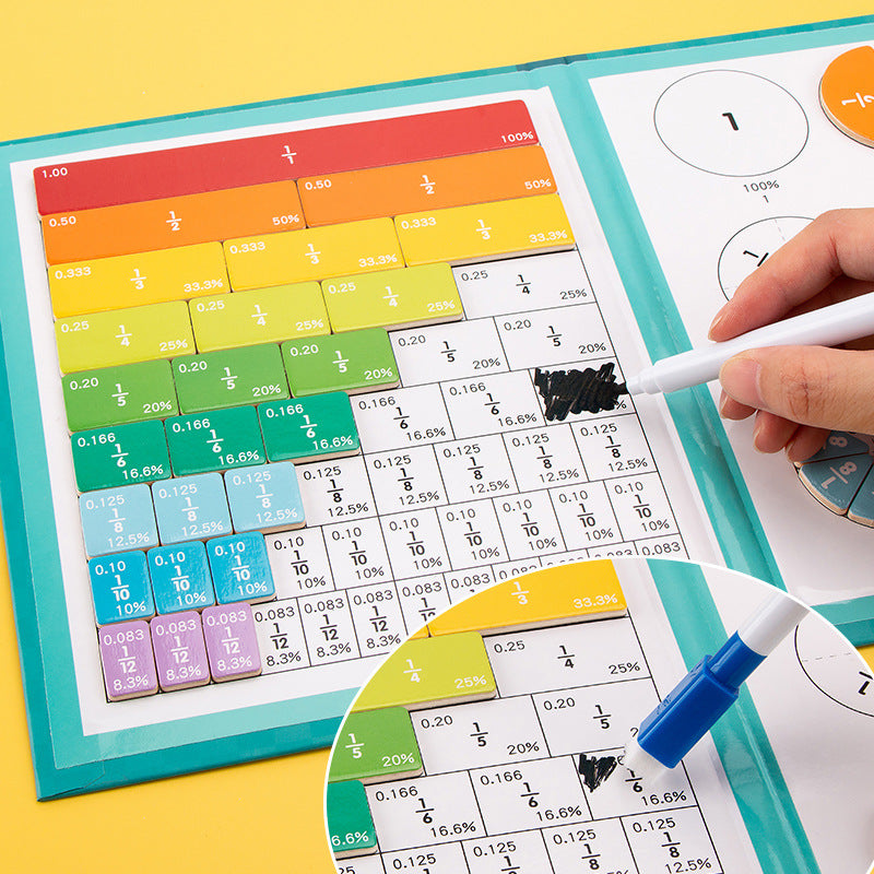 Interactive Fraction Learning Board with Magnetic Pieces for Kids Math Practice Home School Classroom Teaching Aid