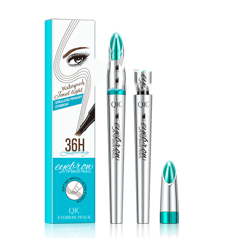 Four-Prong Precision Brow Defining Pencil with Long-Lasting 36-Hour Wear for Natural Hair-Like Strokes and Fuller Arches