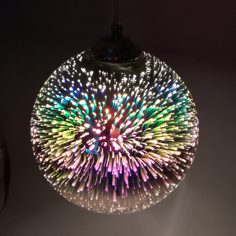 Hanging Ceiling Fixture with Multicolor Glass Shade and Height-Adjustable Cord for Kitchens, Dining Areas, Bars, and Cafés