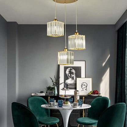 Modern Metal & Glass Pendant Light – Adjustable Cord – Black or Gold Finish for Dining Room & Living Room