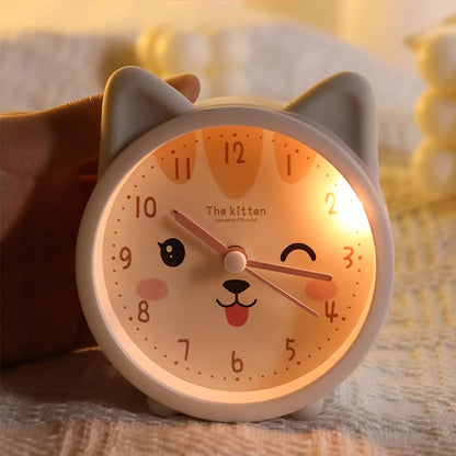 Silent Alarm Clock with Night Light for Kids Bedroom – Cute Bunny Desktop Clock No Ticking Sound