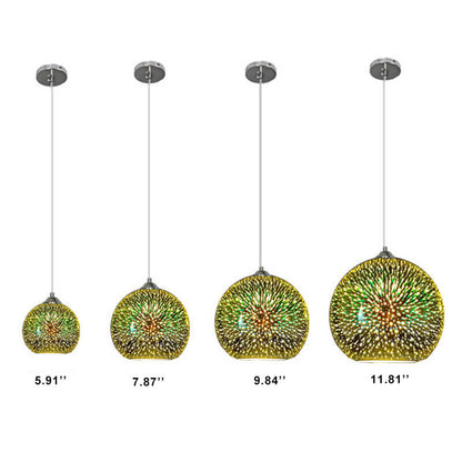 Hanging Ceiling Fixture with Multicolor Glass Shade and Height-Adjustable Cord for Kitchens, Dining Areas, Bars, and Cafés