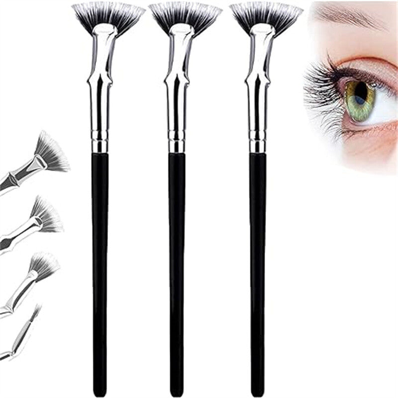 Eyelash Brush Foldable Scalloped Fan Nylon Bristles Wood Handle