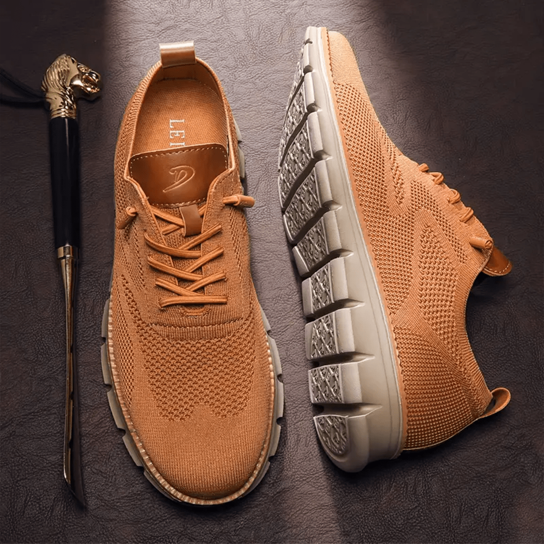 Men's Comfort Sneakers Lightweight Breathable Vegan Leather Everyday Shoes for Work Casual Office Walking