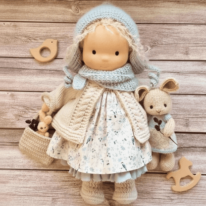Handmade Cotton Waldorf Doll – Soft Cloth Baby Doll for Toddlers & Preschoolers – Natural Fabric Stuffed Toy for Imaginative Play, Sensory