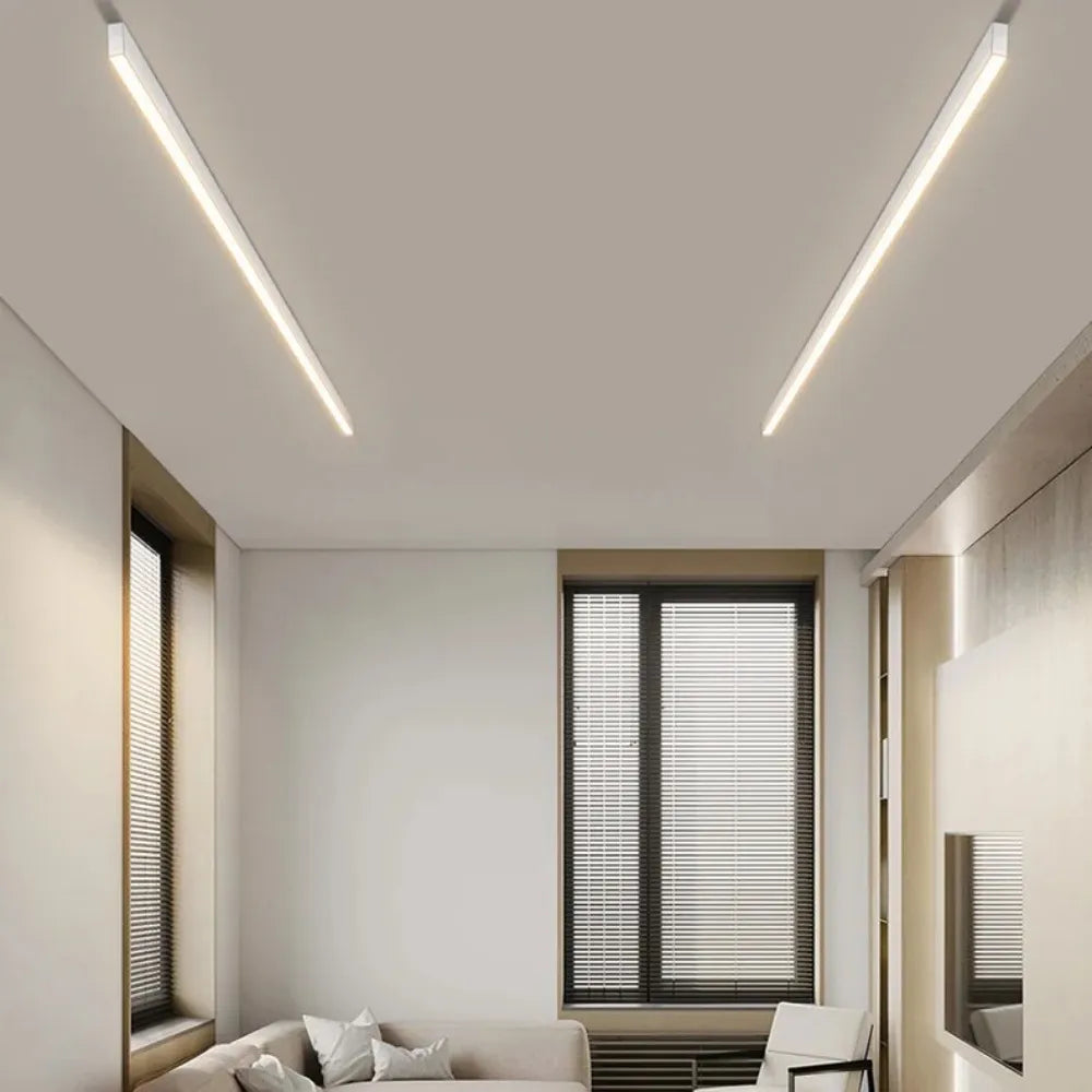 Linear LED Flush Mount Light 47-Inch Contemporary Aluminum Fixture Bedroom Hallway Kitchen Bar Overhead Lighting Slim Profile Low Profile Bl