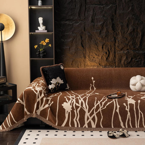 Tidal Chenille Sofa Cover - Ultra-Soft Fabric, Elegant Branch Pattern