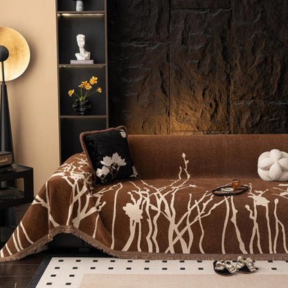 Tidal Chenille Sofa Cover - Ultra-Soft Fabric, Elegant Branch Pattern