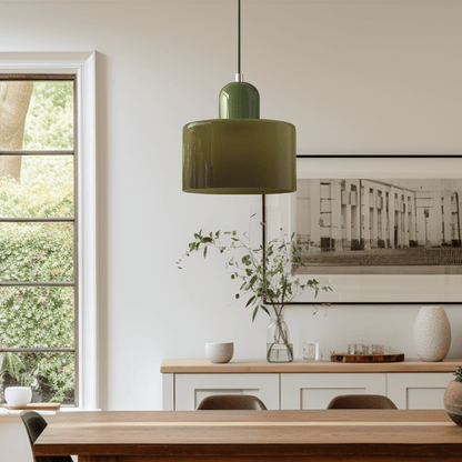 Handwoven Glass Pendant Light Bauhaus Style Indoor Hanging Lamp Adjustable Cable for Dining Room Kitchen Home Office