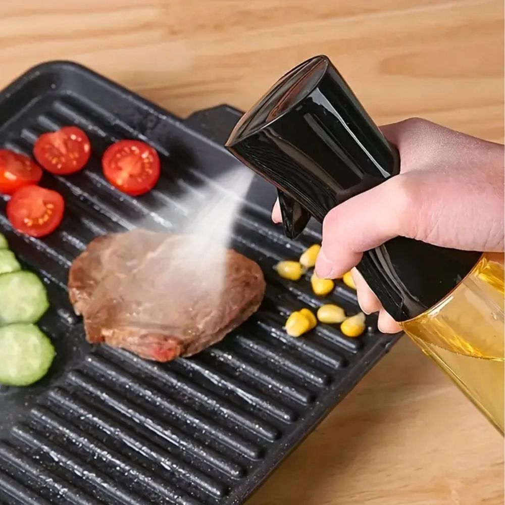 Glass Kitchen Spray Bottle for Cooking Oil Vinegar Dressing 3.5oz Fine Mist Dispenser Refillable for Air Fryer Grilling Baking Salad Prep