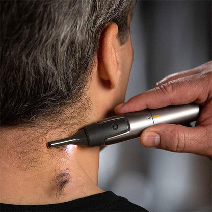 Precision Hair Trimmer with LED Light & Ultra-Thin Titanium Blades for Nose Ear Eyebrow Detailing